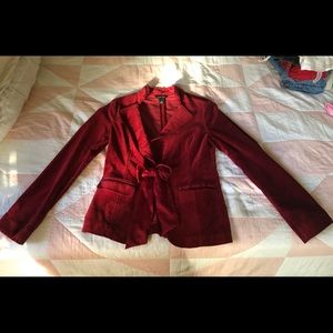 White House Black Market velvet sash-tie blazer